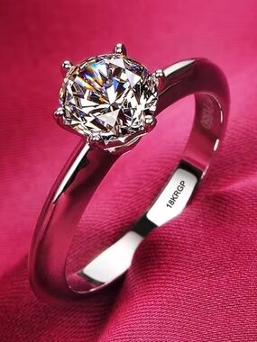 0.5-2Ct Round Cut Lab Diamond White Gold Solitaire Ring + Swarovski TAG
